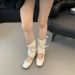 Korean Niche Design Women's Sandals 2025 New Summer Bowknot Ballet Pleated Stacked Mid-Calf Boots_vogvips.com