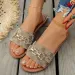Elegant Women's 2026 Spring Summer New Arrival Printed Design Flat Chain Round Toe Large Size Beach Breathable Slippers_vogvips.com
