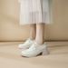Comfortable Soft British Style Women's New Chunky Heel Single Shoes Spring Autumn Lace-up Patent Leather Versatile_vogvips.com