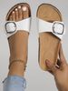 The New Summer Metallic Buckle Fashion All-match Cork Mid-heel Platform Women Sandals Slippers_vogvips.com