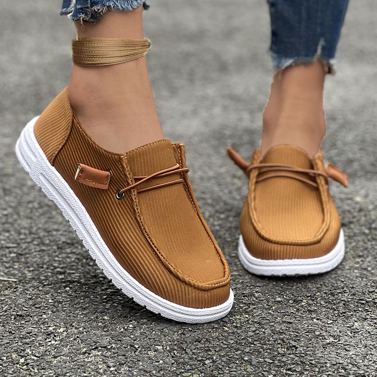 Women's Plus Size Casual Loafers Slip-On Shoes Flat Low-Cut Comfortable Walking Shoes For Spring & Autumn_vogvips.com