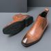New Fashion Chelsea Boots Men's Pointy Toe Retro Boots British Men's Boots Leather Boots Leather Shoes_vogvips.com