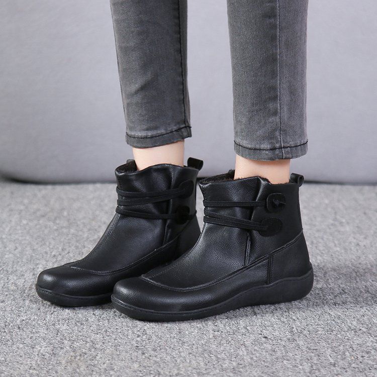 2025 Autumn/Winter New Style Women's Boots - Flat Mary Jane Boots With British Style Short Boot With Wide Platform And Large Size Women's Shoes_vogvips.com