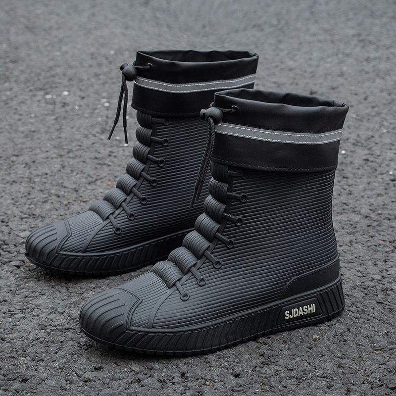 Unisex Waterproof Rain Boots For Adults, Short-cuff, Stylish And Versatile, With Korean-inspired Anti-slip Design For Fashion Students_vogvips.com