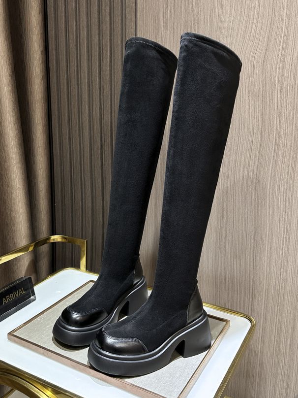 Large Tube Boots For Women, High Heel Sole Stretch Fat MM Thick Leg Over-the-Knee Long Boots, Plus Size Version_vogvips.com