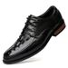 Men's Leather Shoes Low-top Leather Embossed Crocodile Grain Hole Casual Shoes Wooden Root Single Men's Shoes_vogvips.com