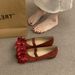 2026 Exquisite Women's Flats: Elegant, High-Quality, Comfortable Red Wedding Shoes, Suede Shallow Mary Jane Shoes_vogvips.com