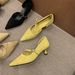 Chuyuji Spring Autumn New Style Pointed Toe Side Cutout Slip-On Thin Heel Women's Shoes With One-Strap Buckle For_vogvips.com
