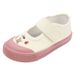Girls' Casual Canvas Sneakers – Lightweight Low-Top Slip-On With Hook & Loop Strap (Beige, Cartoon Print, Soft Rubber Sole)_vogvips.com
