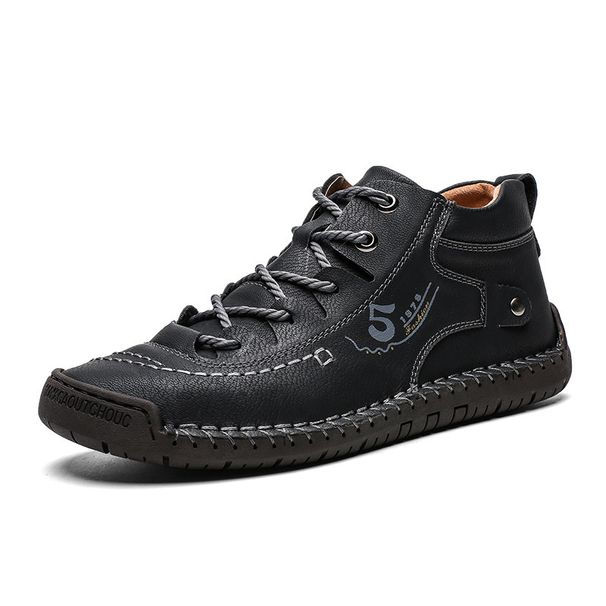 Spring And Autumn Martin Boots New Bean Casual Business Men's Large Sewn Leather Shoes With Velvet_vogvips.com