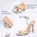In-stock Cross-border European American Women's Square-toed Printed Sandals With One Strap And Cross Ankle Strap,_vogvips.com