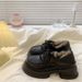 Loafers For Women 2024 Autumn Winter New Fleece-Lined Thick-Soled Height-Increasing Fluffy Cotton British Style Small_vogvips.com