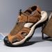 Summer Men's Breathable Mesh Upper Casual Outdoor Leather For Men Beach Sandals Roman Mens Shoes_vogvips.com