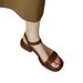 Foreign Trade Plus Size French Retro Brown Sandals Low Heel Roman Open Toe One Strap Simple Comfortable Flat Women's_vogvips.com
