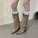 French-Style Niche Design Women's 2026 New Model, Pointed Toe, Wedge Heel, Stacked Long Boots, Slimming Knight Boots_vogvips.com