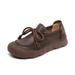 Fenglinyun 2025 Autumn Top Layer Cowhide Shallow Cross-Strap Flat Heel Retro Style Round Toe Shoes_vogvips.com
