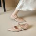 Pointed Rhinestone Single Shoes Women's French Temperament Shallow Mouth Word Belt Mary Jane Shoes Flats_vogvips.com