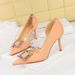 3226-AK75 European And American Style Banquet Women's Stiletto High Heels, Shallow Pointed Toe, Side Cutout With_vogvips.com