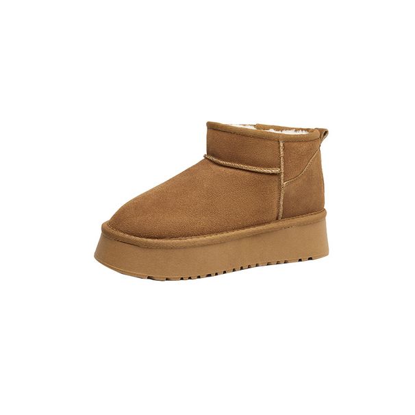 Suede leather thick soled snow boots for women plus large cotton shoes for women small size casual snow cotton_vogvips.com
