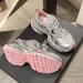 Women's Silver Pink Chunky Sneakers Metallic Mesh Platform Dad Height Increasing Wear Resistant Versatile Lightweight_vogvips.com