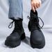 Martin Boots Men's Black High-top Leather Shoes Thick-soled Heightening Medium-top Retro Tooling Short Boots_vogvips.com