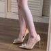 Women's Elegant Champagne Satin Pointed Toe High Heel Shoes With Rhinestones For Wedding Party Evening Dress Wedding Shoes_vogvips.com