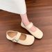 Cute Round Head Literary Style Single Shoes Women's Inner Height Increase Square Head One-word Buckle With Mary Jane_vogvips.com