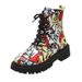 2024 New Autumn Winter Martin European American Large Size Graffiti Women's Printed Cartoon Lace-up Pattern Leather_vogvips.com