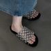 Sheepskin Version Hand Woven Fishing Net Hollow Thick Soled Beach Shoes For Women, Genuine Leather Versatile Casual Round Toed Open Toed Sandals_vogvips.com