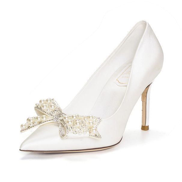 Women's Pearl White Burgundy High Heeled Wedding Dress Shoes French Style Sexy Bridesmaid Banquet Footwear_vogvips.com