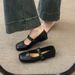 Low Heel Square Head Mary Jane Shoes Belt Buckle Spring And Autumn Flat Bottom Rivets Small Leather Shoes One-word Buckle Belt Single Shoes_vogvips.com