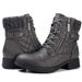 Autumn Winter European And American Foreign Trade Warm Short For Women Side Zipper Flat Martin Belt Buckle Lace-up_vogvips.com