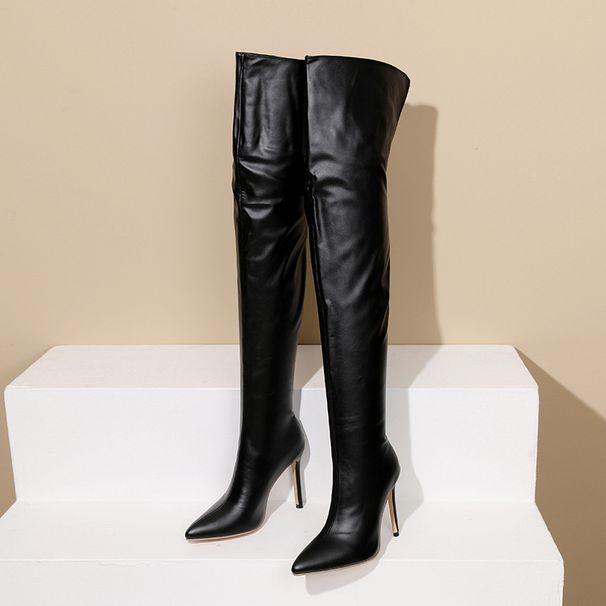 34-43 Plus Size Fashion Thin Super High Heel Over-the-Knee Stretch Boots X398_vogvips.com