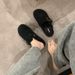 2026 ~ Wool Version Grape Mom Same Style Warm Color-Block Stitching Buckle Thick Sole Versatile Woolen Half ~_vogvips.com