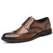 Euro Step 2025 Wenzhou Large Size Brogue Gentleman Suit Formal Leather Men Pointed Oxford Shoes Trendy_vogvips.com