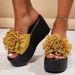 Women's High Heeled Roman Sandals Floral Strappy Platform Shoes Summer Beach Shoes_vogvips.com