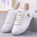 Women's Trendy White Sneakers New 2025 Spring Autumn Canvas Casual Flat Shoes Versatile Student Style_vogvips.com