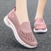 Female Old Beijing Cloth Shoes Middle-aged And Elderly Mother Shoes Flying Woven Breathable Casual Shoes One Pedal Flat Shoes Single Shoes_vogvips.com