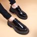 Euro Step Spring And Autumn Men's Thick-Soled Platform With 8cm Hidden Heel, Business Casual Shiny Brogue Patent Leather Shoes_vogvips.com