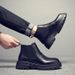 Martin Boots Men's High-top Leather Shoes Wind Thick-soled Heightened Velvet Black Locomotive Boys Soft Leather Medium-top Boots_vogvips.com