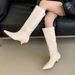 Autumn Winter New Style Woven Pointed Toe Thin Tube Over-the-Knee Long Fashion Versatile High Heel Short Boots For Women_vogvips.com