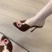 Elegant And Stylish Pleated Metal Buckle Pointed Open-toe Sandals, New Summer Casual Versatile Everyday Stiletto High_vogvips.com