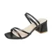 Women Ladies Square Heels Elegant Summer Slippers Outside Cross Tied Leather Female Slides 2024 Fashion Woman Sandals_vogvips.com