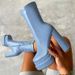 Women’s Shoes High Thick Heel Side Zipper Waterproof Platform Thick Bottom Mid Calf Boots Elastic Boots Fashion Casual Leather Boots Large Size 41_vogvips.com