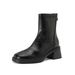 In Stock High Heel Square Toe Short Boots Martin Boots Women Spring Autumn Single Boots Back Zipper Short Boots Ladies Chunky Heel_vogvips.com