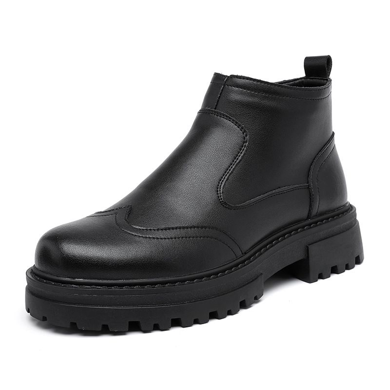 Retro Tooling Boots Side Zipper Thick-soled Heightening Men's Boots Martin Boots_vogvips.com