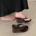 Petite Thick-Soled Wedge High Heels Chunky Heel Roman Sandals Height-Increasing Leopard Print Flip-Flops Women's Summer_vogvips.com