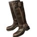 Grape Mom Studiolee Square Toe Versatile Chunky Heel Thick Sole Buckle Strap Over-the-Knee Mid-Calf Riding Boots For_vogvips.com