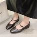 Women's Shoes Flat-bottomed Evening Wind Shallow Mouth Single Shoes Women's French Soft French Retro Mary Jane Women's Shoes_vogvips.com