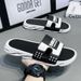 Slippers Men Wearing On The Beach, Anti Slip Trendy Sandals Summer Home Use, Fashionable And Casual One Word For Outdoor_vogvips.com